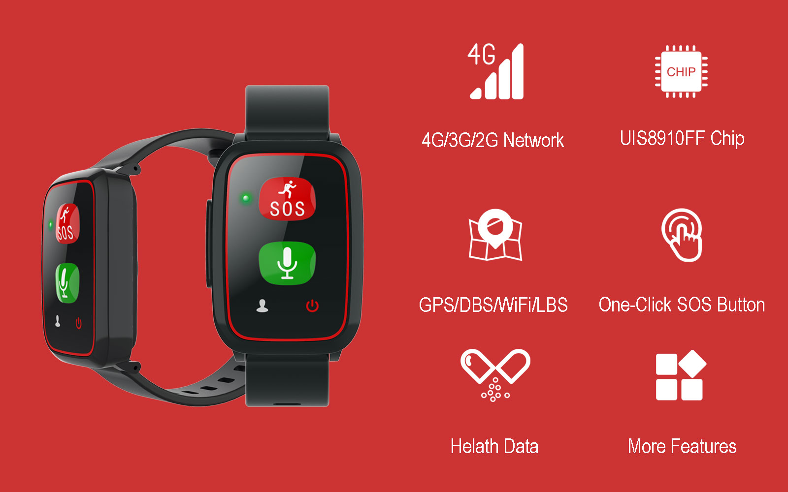 ROHS smart watch for senior safe and health monitor